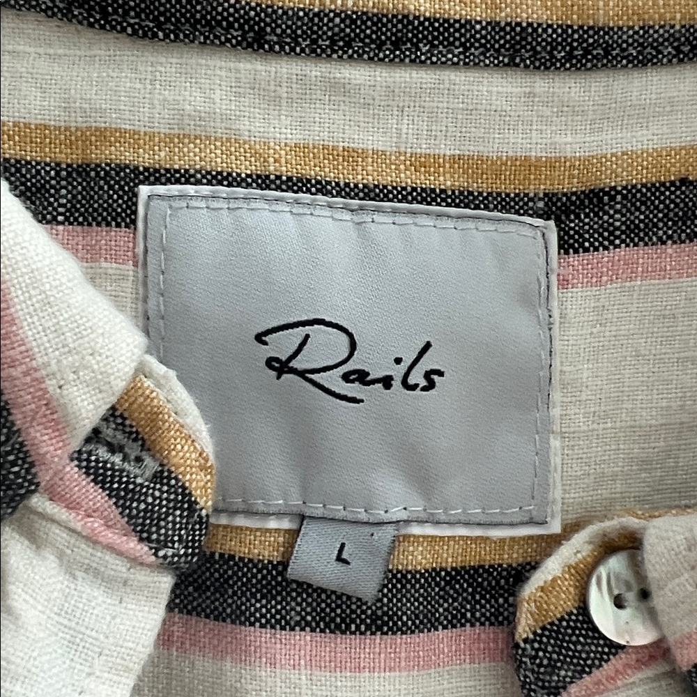 RAILS Linen Dress Hermosa Stripe Linen Large - Picture 5 of 8